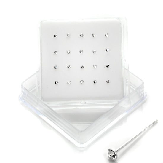 20 Pack Sterlingsilber 3 Prong Set CZ 2 mm Nose Studs