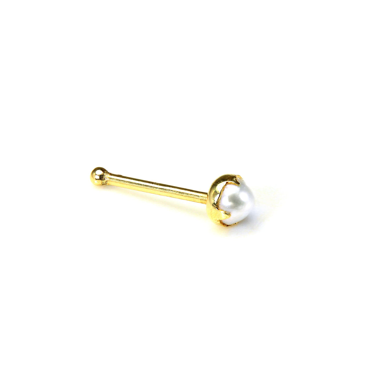 9 Karat Gelbgold 2,5 mm Natürliche Süßwasserperle Nasenstecker