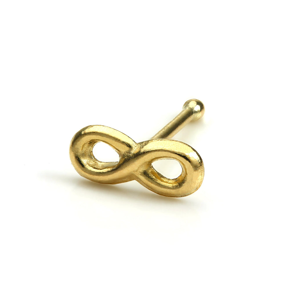 Nasenstecker mit Kugelende aus 9 Karat Gold mit Unendlichkeitsschleife