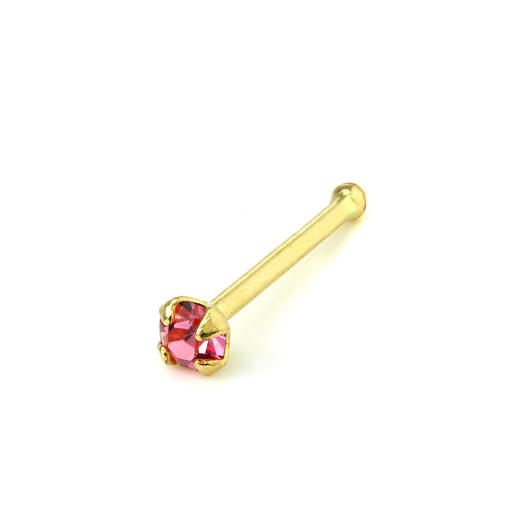 Nasenstecker mit Kugelende aus 9 Karat Gold mit Zirkonia in Krappenfassung, 1,5 mm