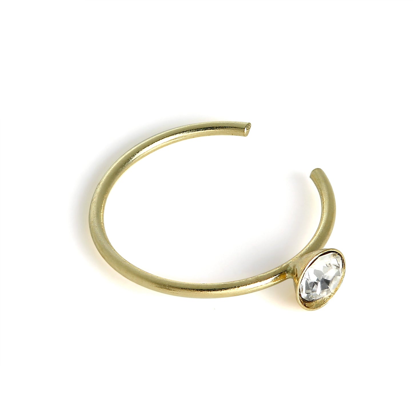 9 Karat Gold & 2,5mm CZ Kristall Offen Creolen Nasenring