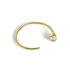9 Karat Gold & 2 mm Überschliff CZ Kristall Offen Creolen Nasenring