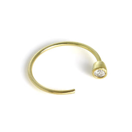9 Karat Gold & 2 mm Überschliff CZ Kristall Offen Creolen Nasenring
