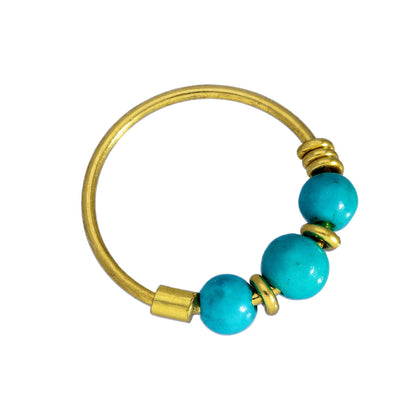 Nasenringe aus 9 Karat Gold und farbigen Opalsteinen Jade Blau Grün Rosa Orange Lila