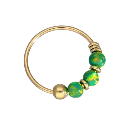 Nasenringe aus 9 Karat Gold und farbigen Opalsteinen Jade Blau Grün Rosa Orange Lila