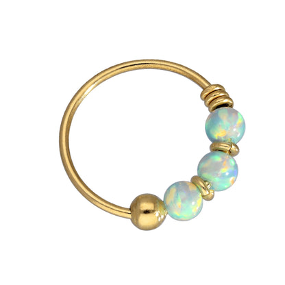 Nasenringe aus 9 Karat Gold und farbigen Opalsteinen Jade Blau Grün Rosa Orange Lila