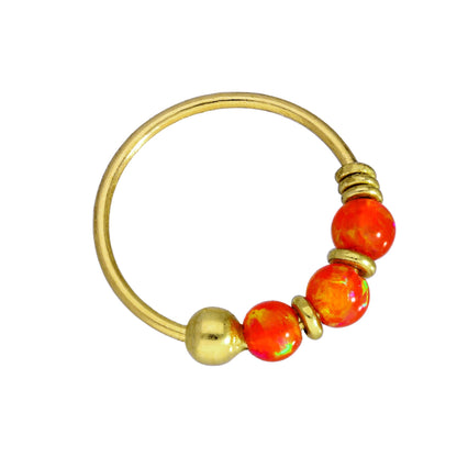 Nasenringe aus 9 Karat Gold und farbigen Opalsteinen Jade Blau Grün Rosa Orange Lila