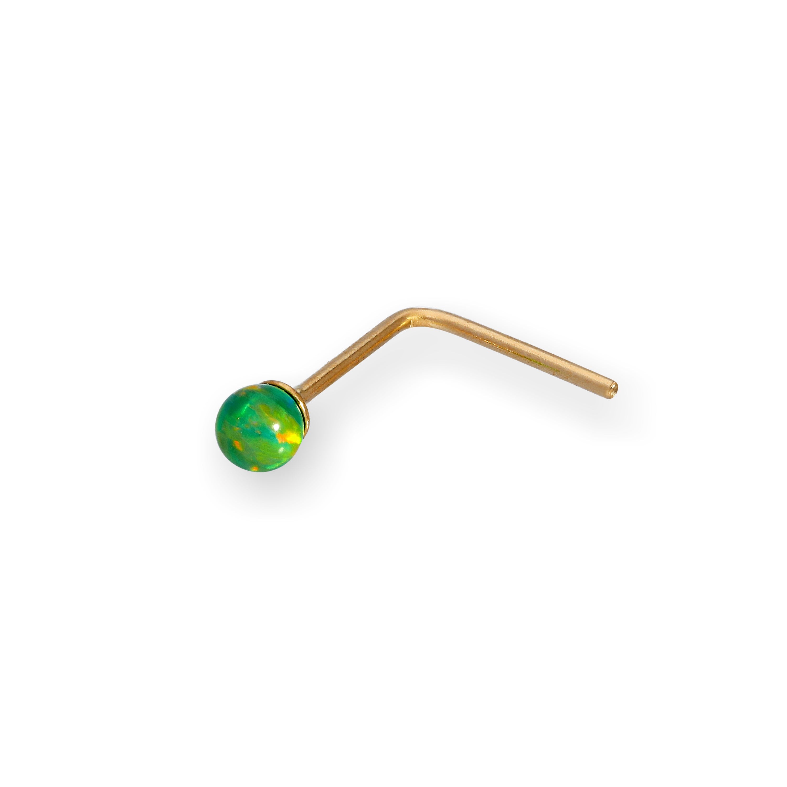 2 mm Nasenstecker aus 9 Karat Gold mit farbigen Opalsteinen