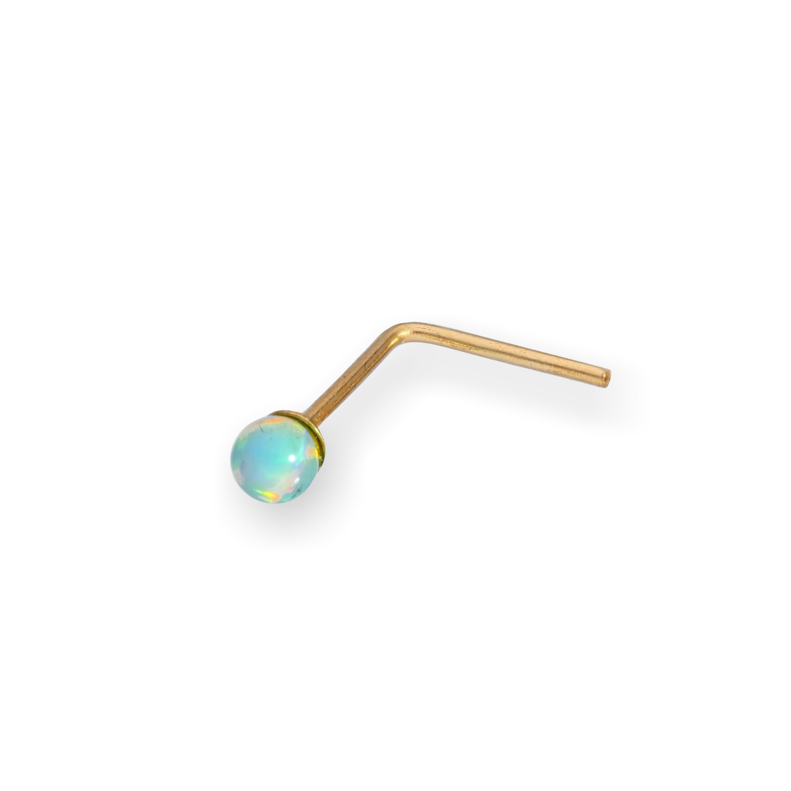 2 mm Nasenstecker aus 9 Karat Gold mit farbigen Opalsteinen