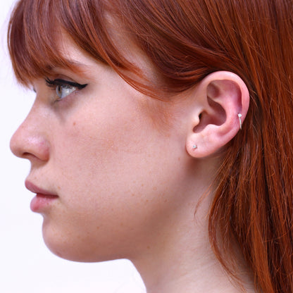 Sterlingsilber 4 Krallenfassung Edelsteinbesetzt Nase und Ohr Tragus Ring