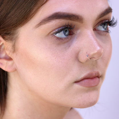 Sterlingsilber Blume Offen Creolen Klemmkugel Nase und Ohr Tragus Ring Oxidiert