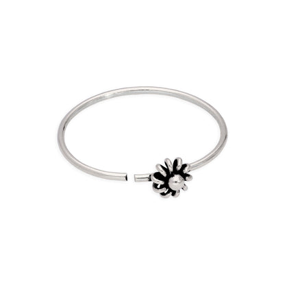 Sterlingsilber Blume Offen Creolen Klemmkugel Nase und Ohr Tragus Ring Oxidiert