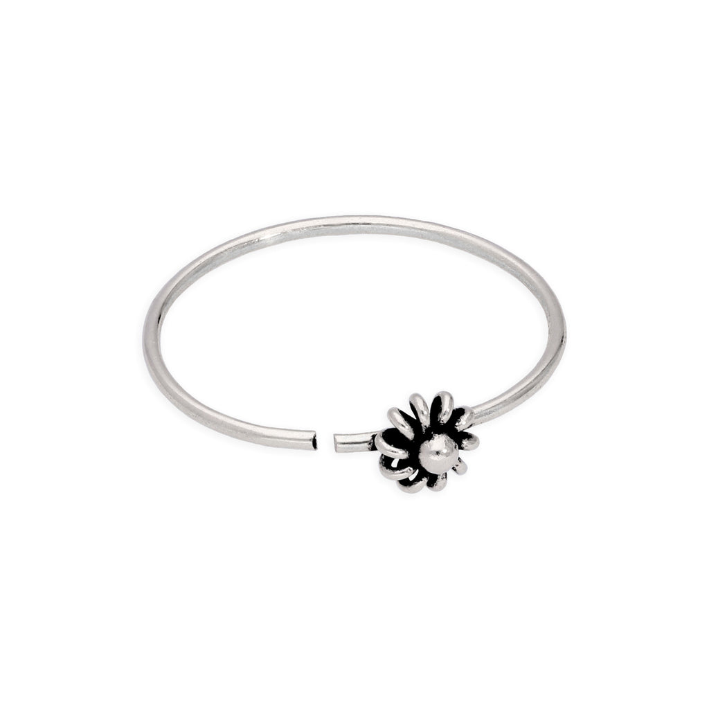 Nasen- und Tragus-Ring aus Sterlingsilber mit Blume, oxidiert