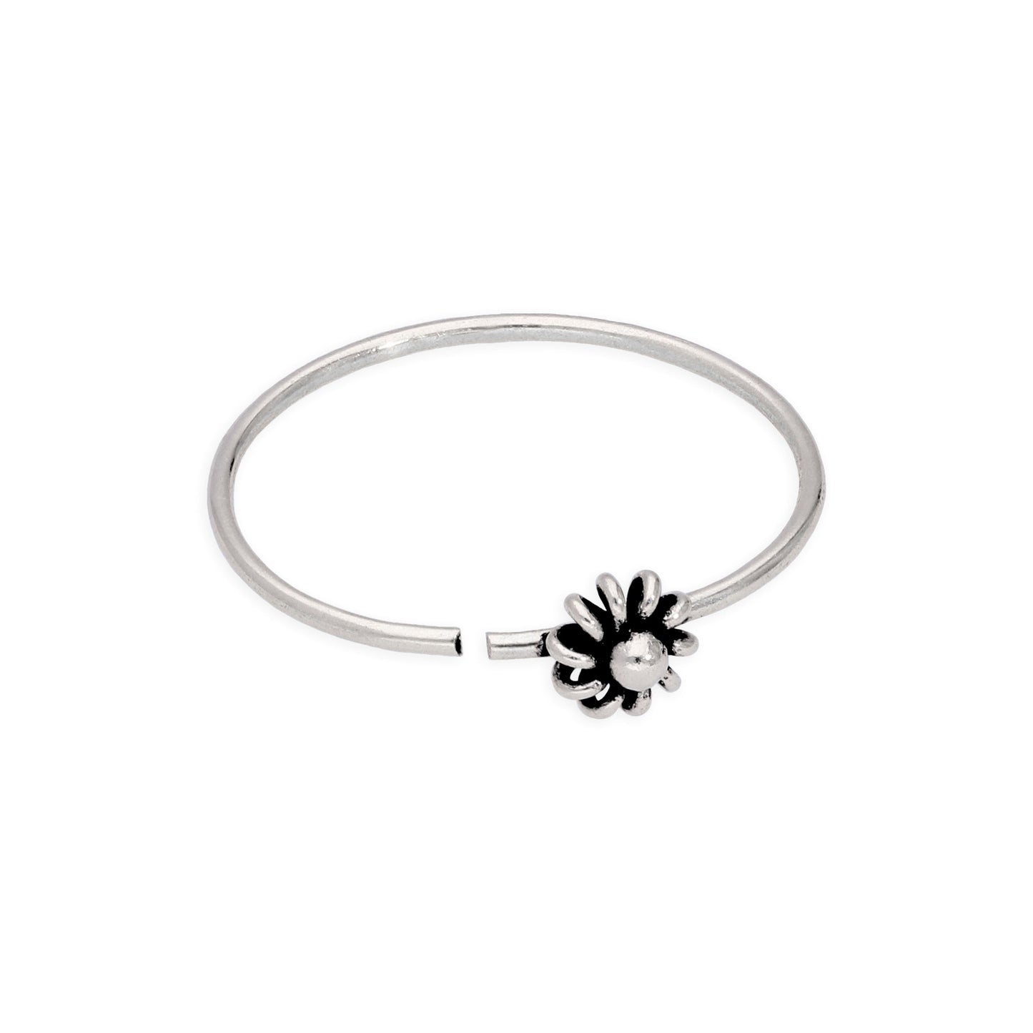 Sterlingsilber Blume Offen Creolen Klemmkugel Nase und Ohr Tragus Ring Oxidiert