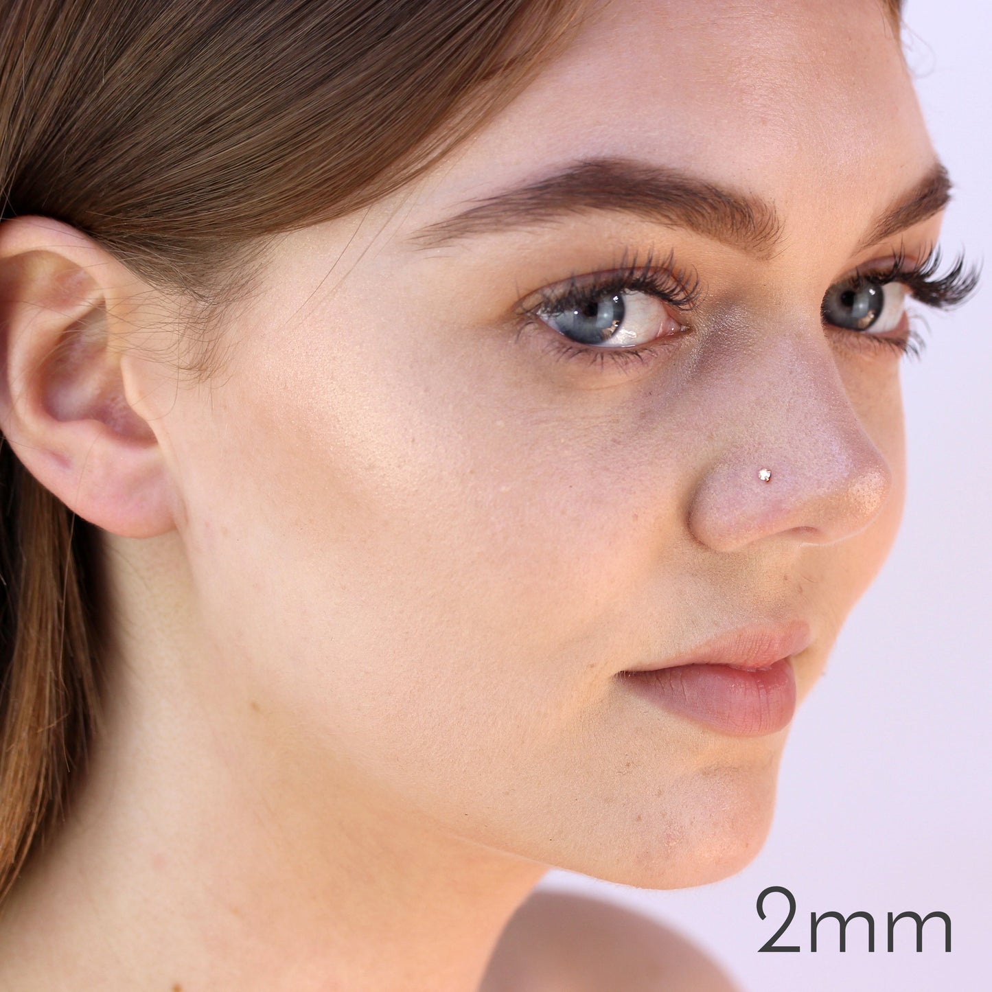 9 Karat Gelbgold Zirkonia Kristall Nasenschraubhaken