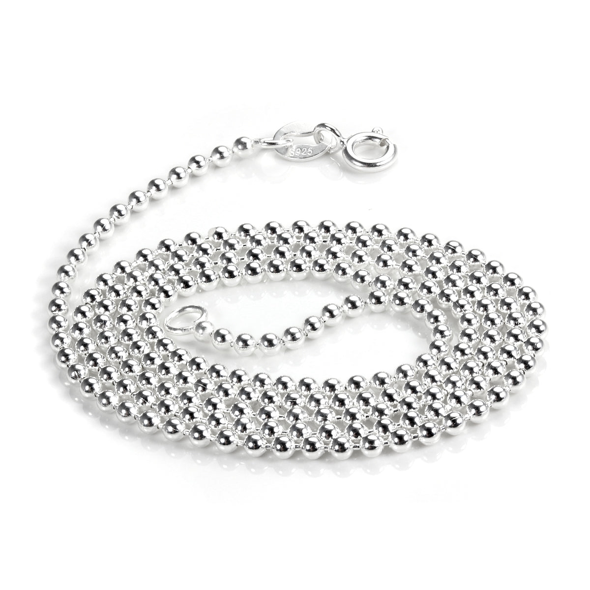 Perlenkette aus Sterlingsilber, 2 mm