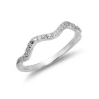 Sterlingsilber 2 mm Wellenring mit klaren CZ-Kristallen – UK-Größe I-U