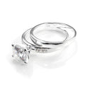 Verlobungsring und Ehering-Set aus Sterlingsilber und Zirkonia-Kristallen