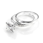 Verlobungsring und Ehering-Set aus Sterlingsilber und Zirkonia-Kristallen
