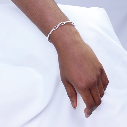 Sterlingsilber & Klar CZ Kristall Unendlichkeit Armreif