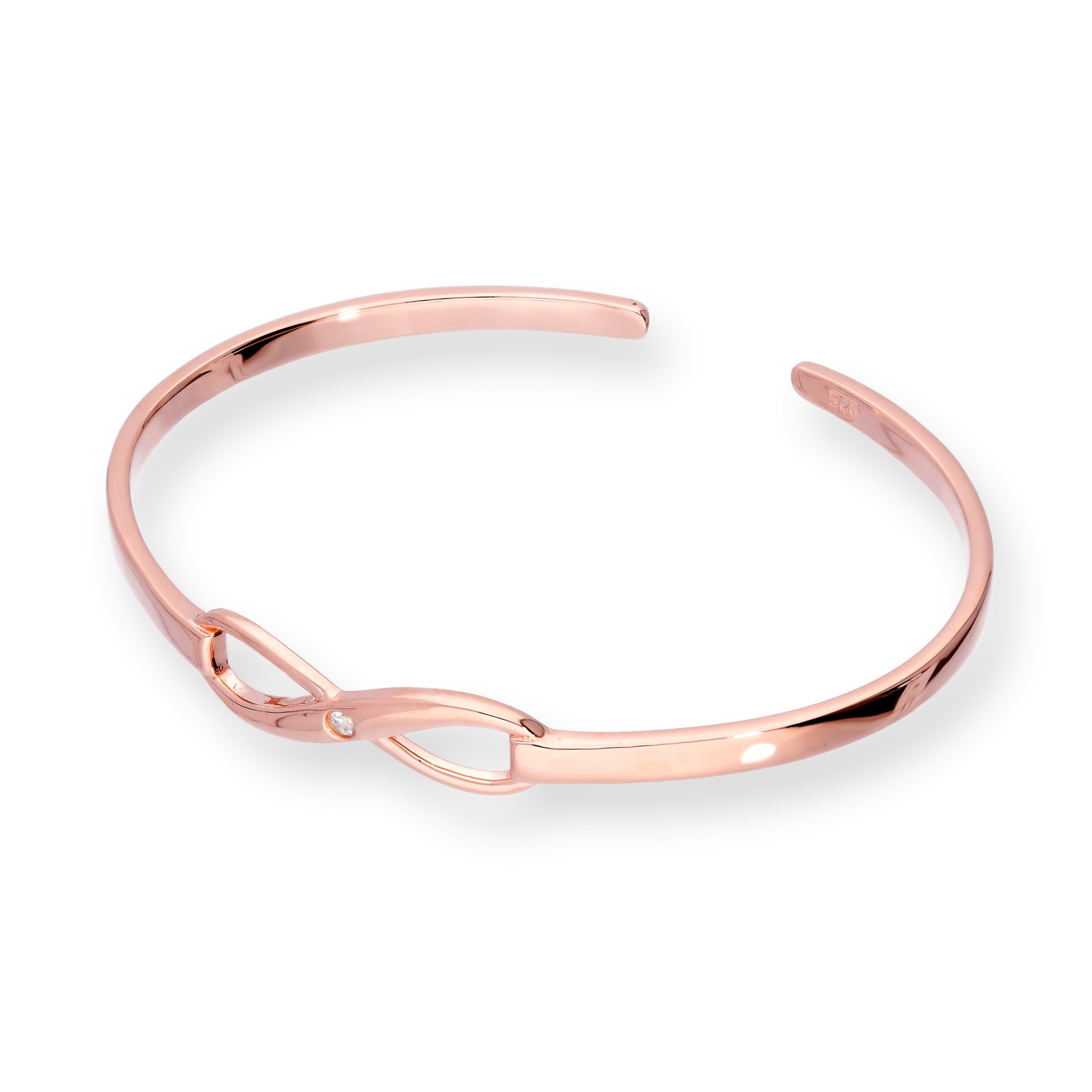 Rosévergoldetes Sterlingsilber & klarer CZ-Kristall Unendlichkeits-Armreif
