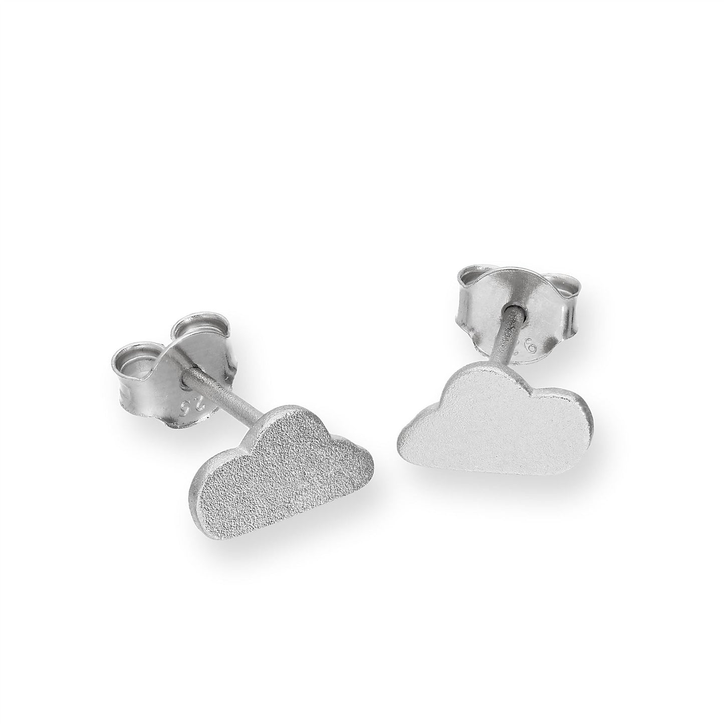 Sterling Silver Frosted Cloud Stud Earrings