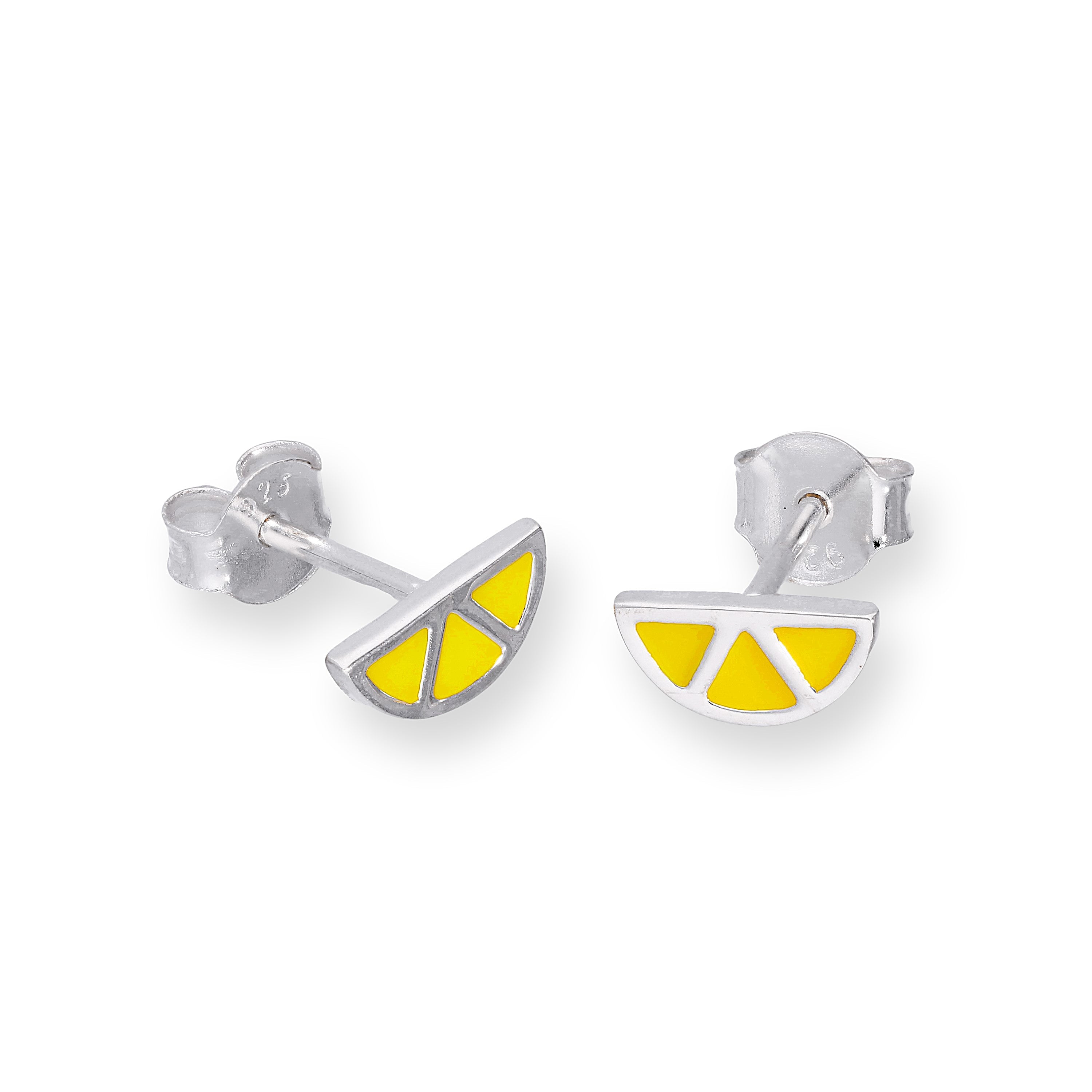 Sterlingsilber & Gelb Emaille Zitronenscheibe Ohrstecker