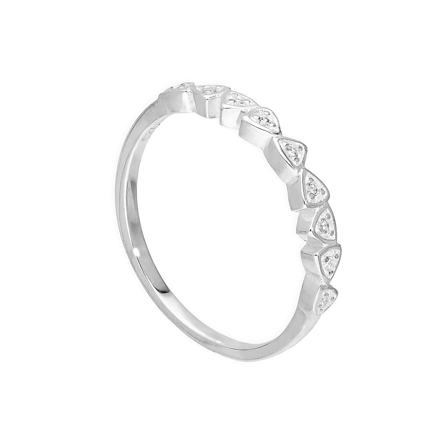 Halber Ewigkeitsring aus Sterlingsilber mit klaren Zirkonia-Kristallen in Dreiecksform – Größen H–V