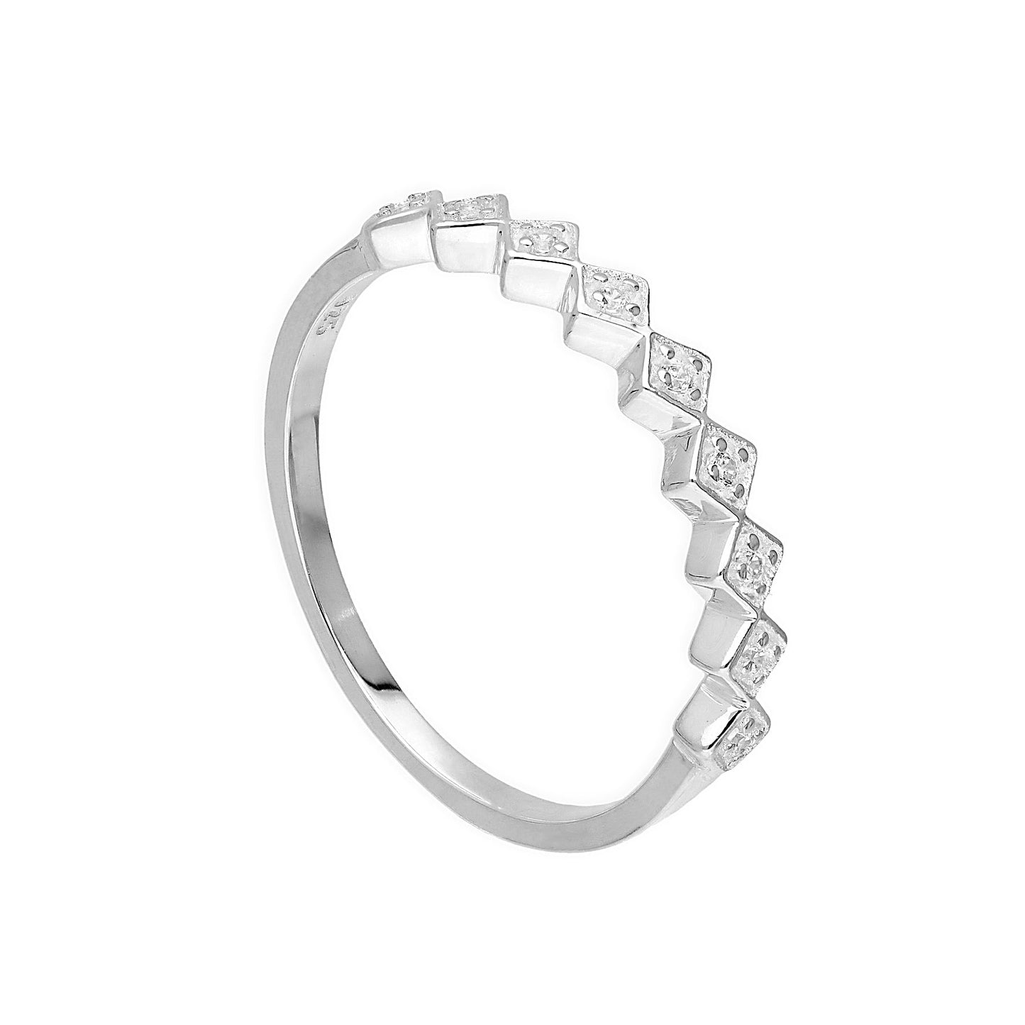 Halber Ewigkeitsring aus Sterlingsilber mit klaren CZ-Kristall-Quadraten, Größen H–V