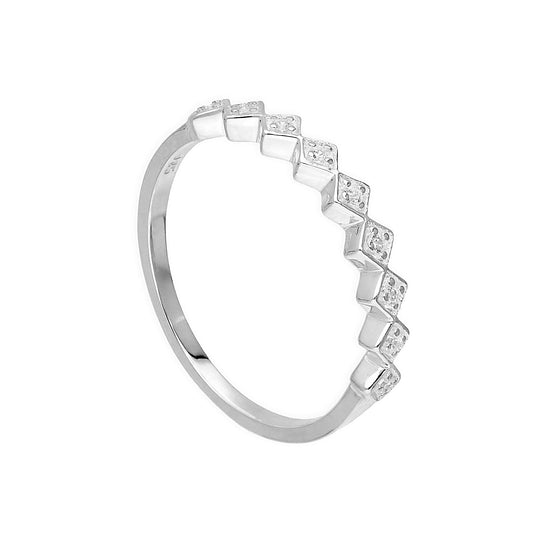 Halber Ewigkeitsring aus Sterlingsilber mit klaren CZ-Kristall-Quadraten, Größen H–V