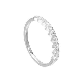 Halber Ewigkeitsring aus Sterlingsilber mit klaren Zirkonia-Herzen, Größen H–V