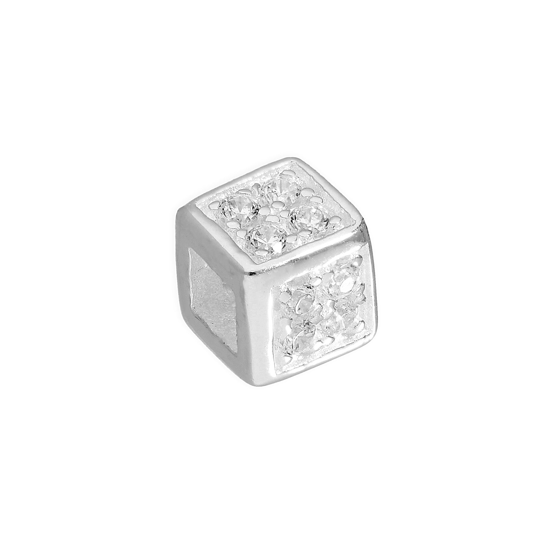 Sterlingsilber & Klar CZ Kristall Würfel Anhänger