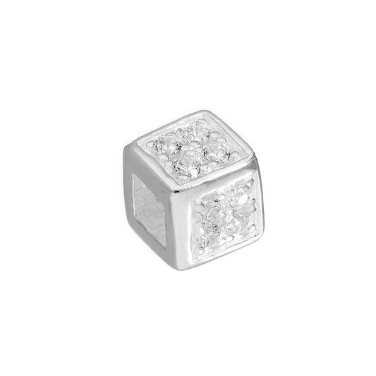 Sterlingsilber & Klar CZ Kristall Würfel Anhänger