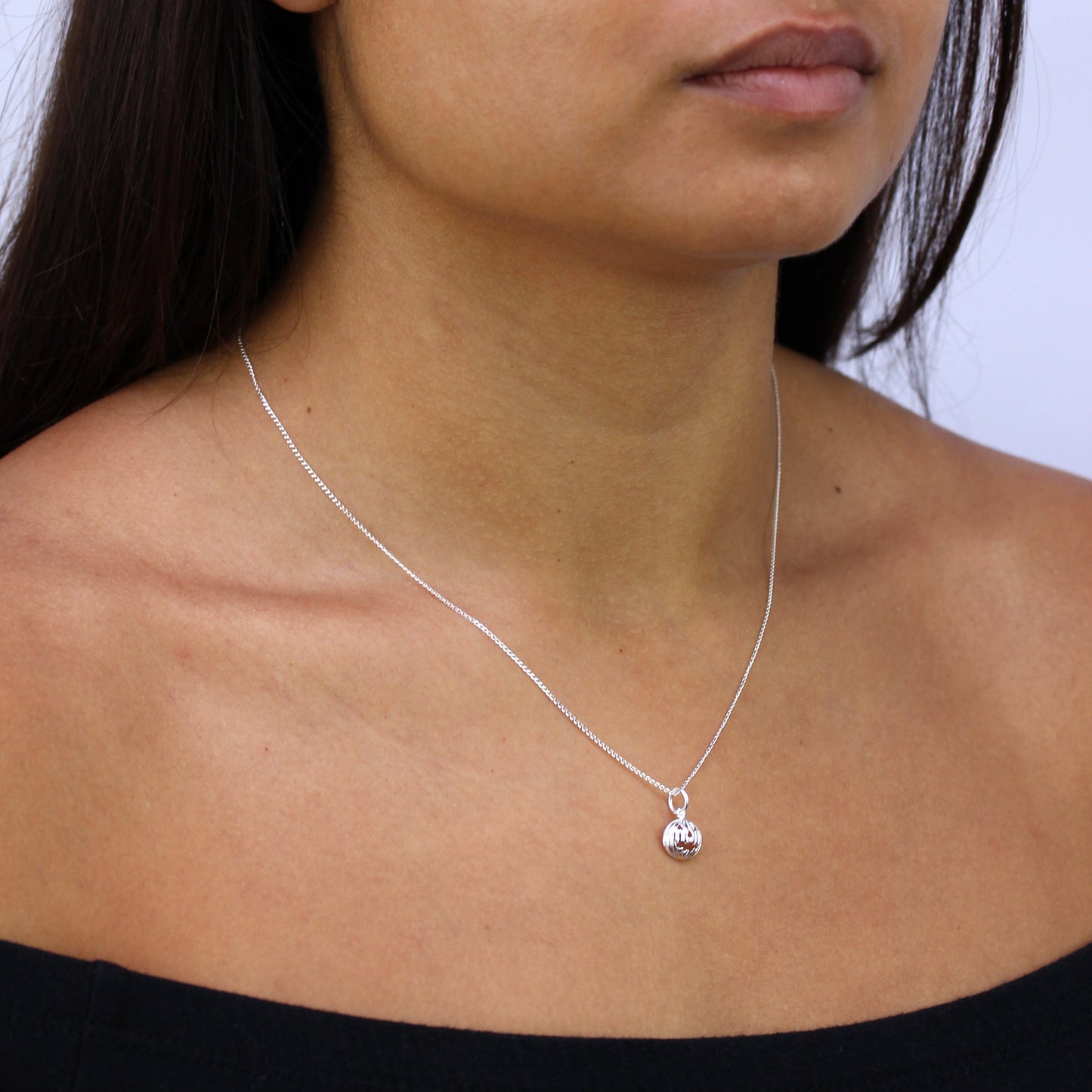 Sterlingsilber Halloween Kürbis Anhänger Halskette 35,5 - 56cm