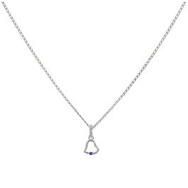 Sterlingsilber & Saphir CZ Kristall Herz - Anhänger Halskette 35,5 - 56 cm