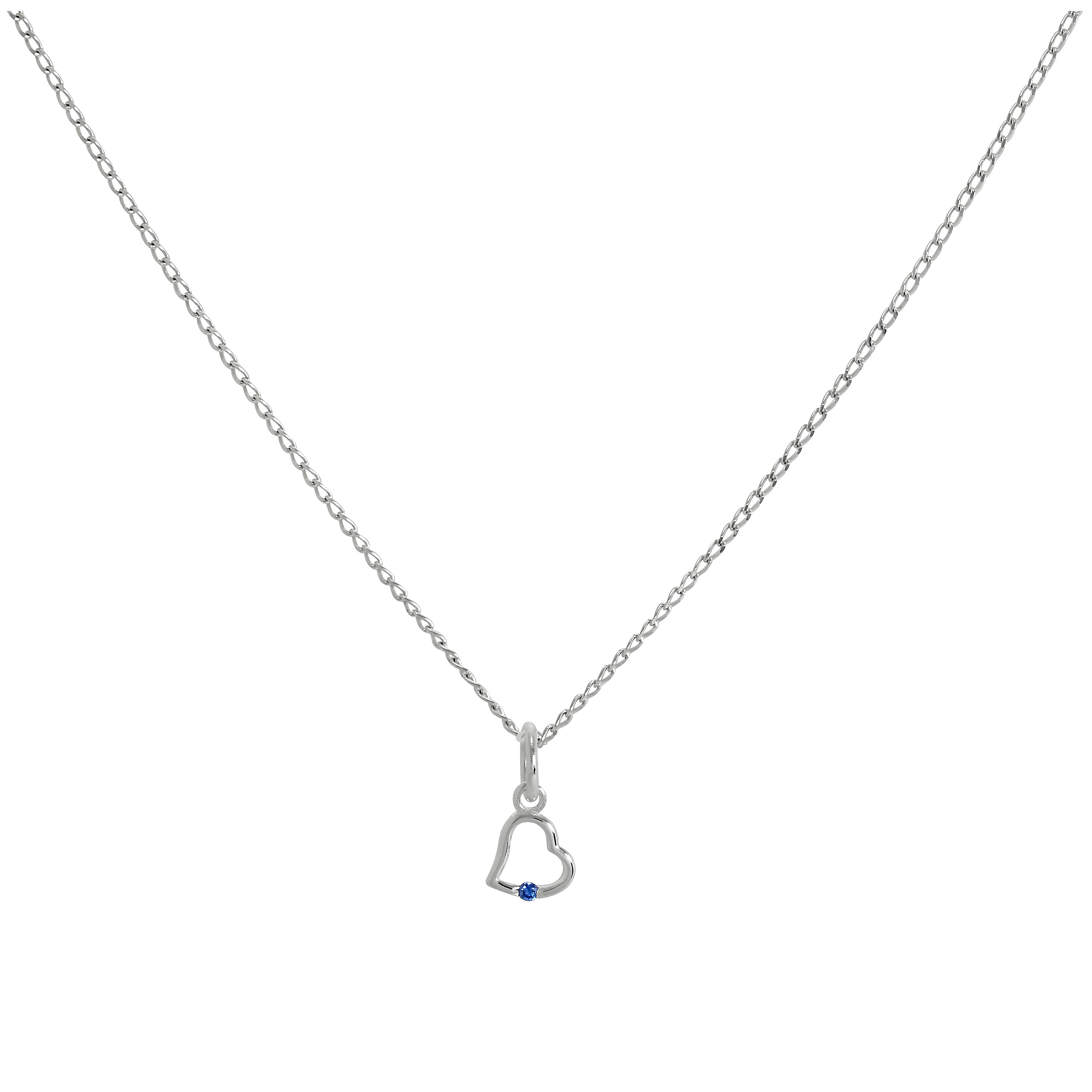 Sterlingsilber & Saphir CZ Kristall Herz - Anhänger Halskette 35,5 - 56 cm