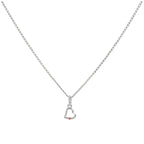 Halskette aus Sterlingsilber mit Herz-Anhänger und Turmalin-Zirkonia, 35 - 55 cm