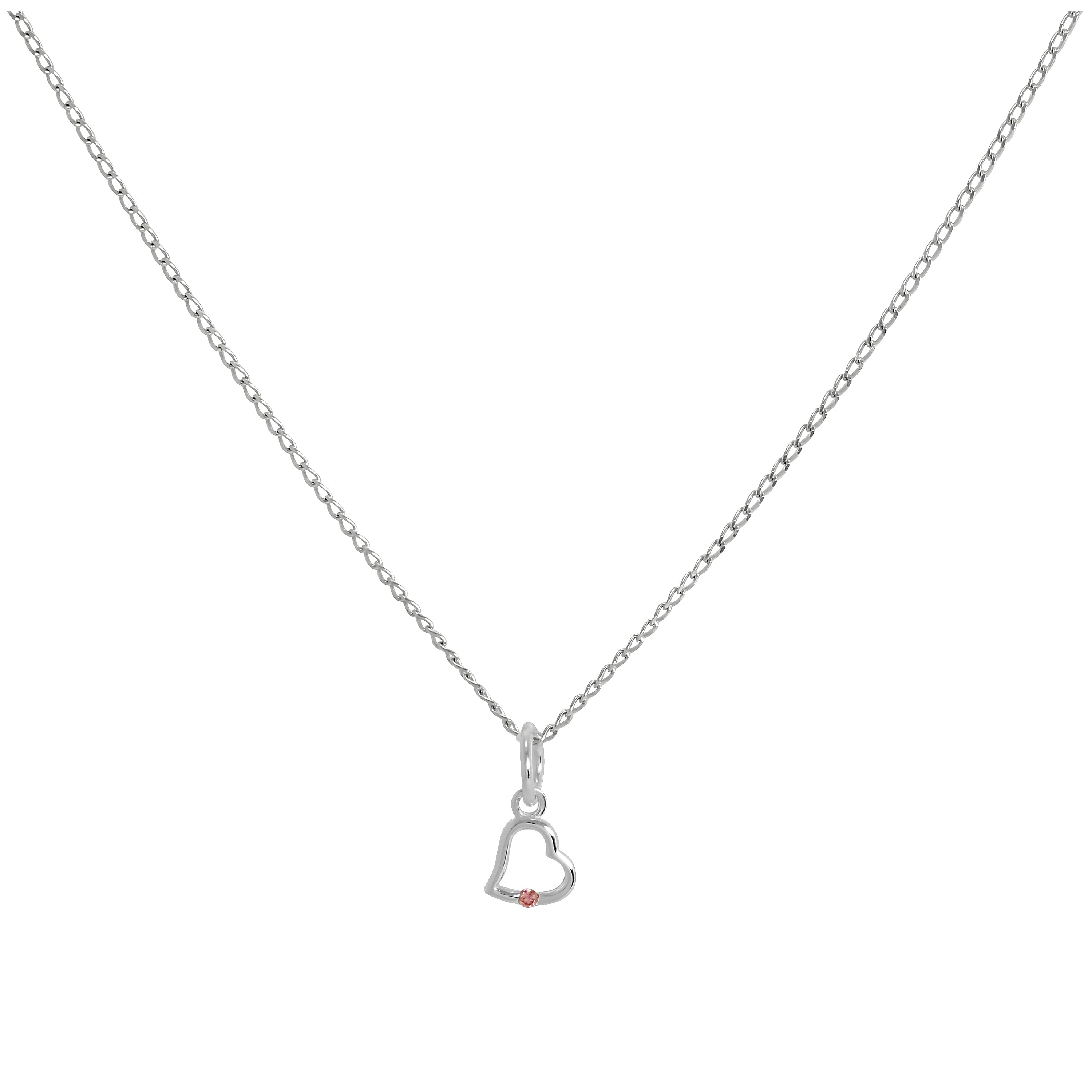 Sterlingsilber & Turmalin CZ Kristall Herz Anhänger Halskette 35,5 - 56 cm