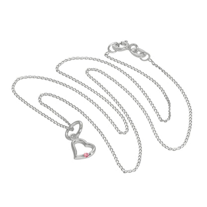 Sterlingsilber & Turmalin CZ Kristall Herz Anhänger Halskette 35,5 - 56cm