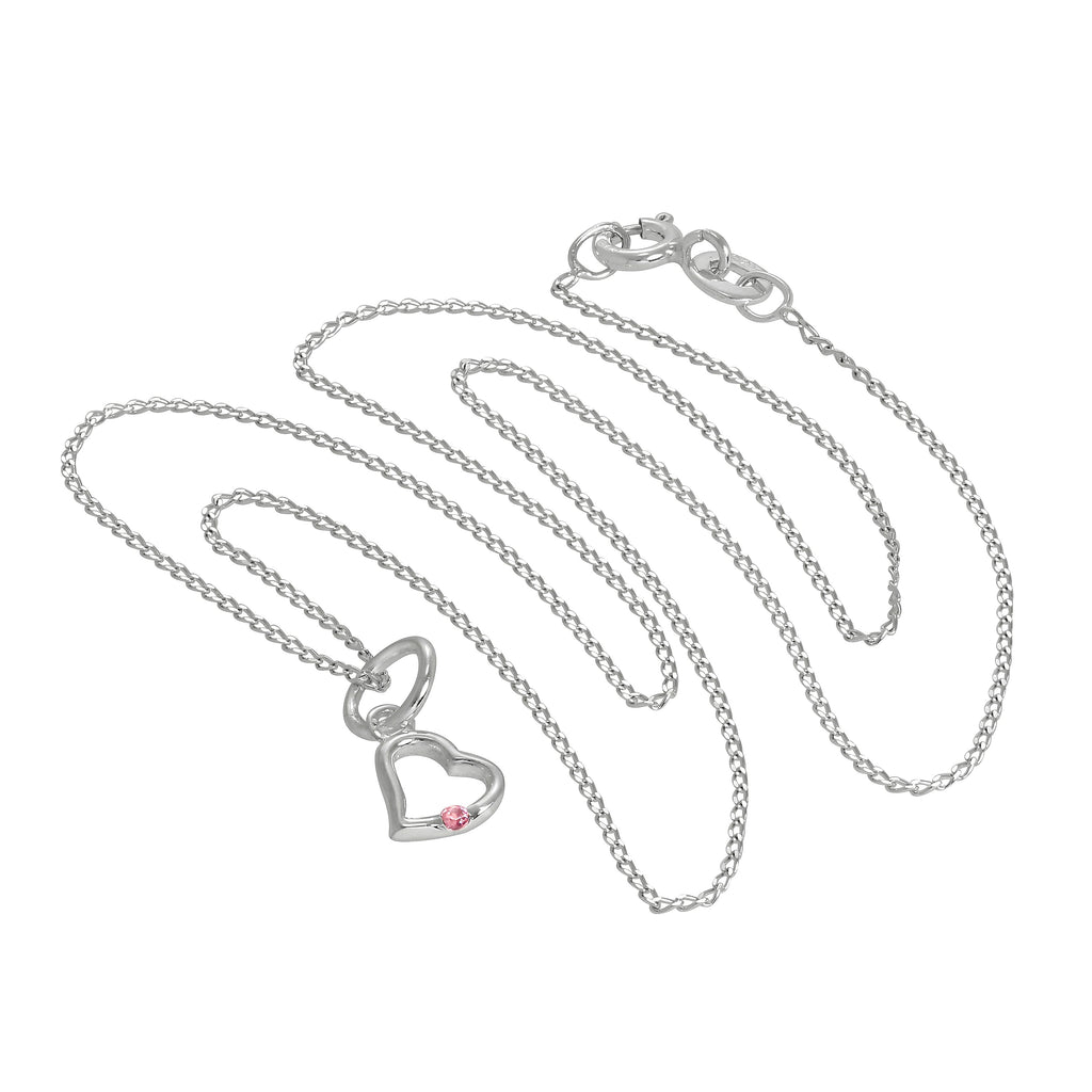 Halskette aus Sterlingsilber mit Herz-Anhänger und Turmalin-Zirkonia, 35 - 55 cm