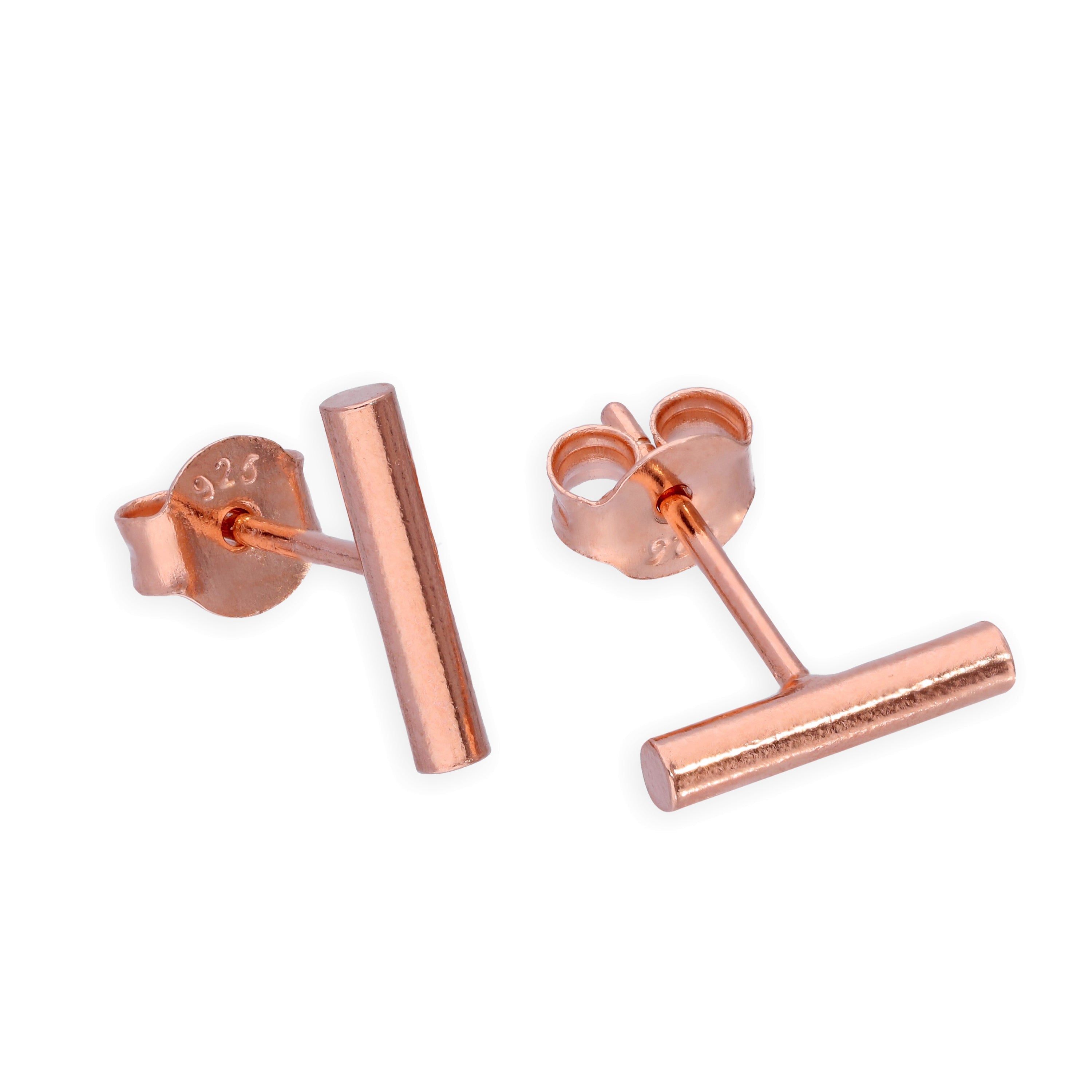 Rosévergoldet Sterlingsilber Stab Ohrstecker