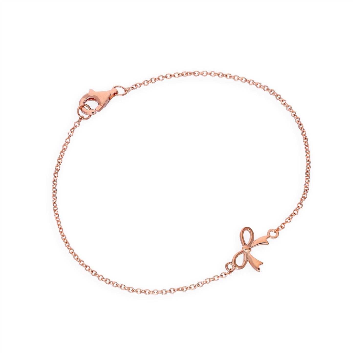 Roségoldbeschichtetes Armband aus Sterlingsilber mit 7-Zoll-Schleife