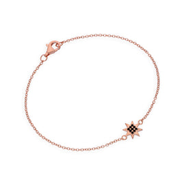 Rosévergoldetes Sterlingsilber & Schwarzer CZ Kristall 7 Zoll Stern Armband