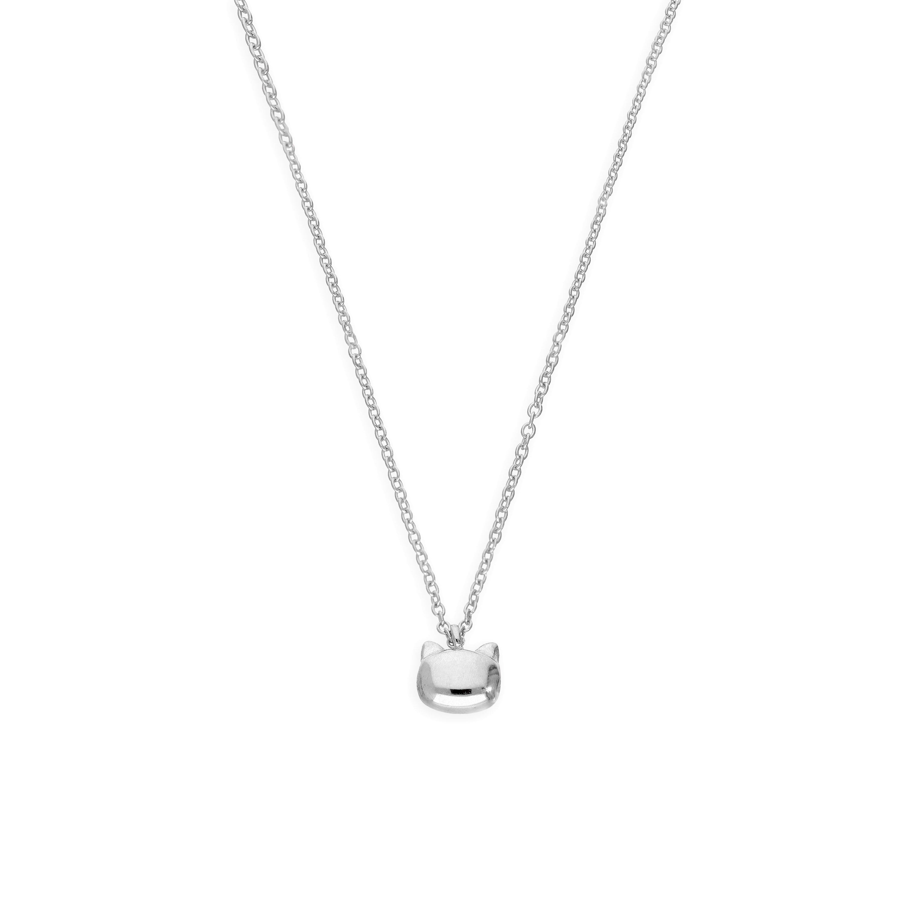Sterlingsilber Katzenkopf - Halskette mit 45,5 cm - Kette