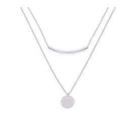 Sterlingsilber Kurve und Kreis Doppel Hänge Halskette mit 51 cm Kette