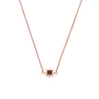 Rosévergoldete Sterlingsilber-Halskette mit Stern und schwarzem Zirkonia, 45,5 cm