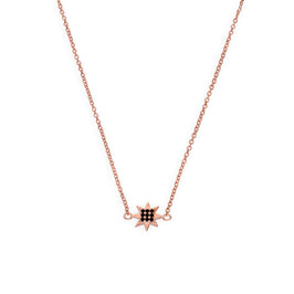 Rosévergoldete Sterlingsilber-Halskette mit Stern und schwarzem Zirkonia, 45,5 cm