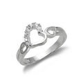 Sterlingsilber & CZ Kristall ineinander verschlungene Herzen Ring - Größen I-V