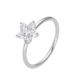 Sterlingsilber & CZ Kristall Blumenring