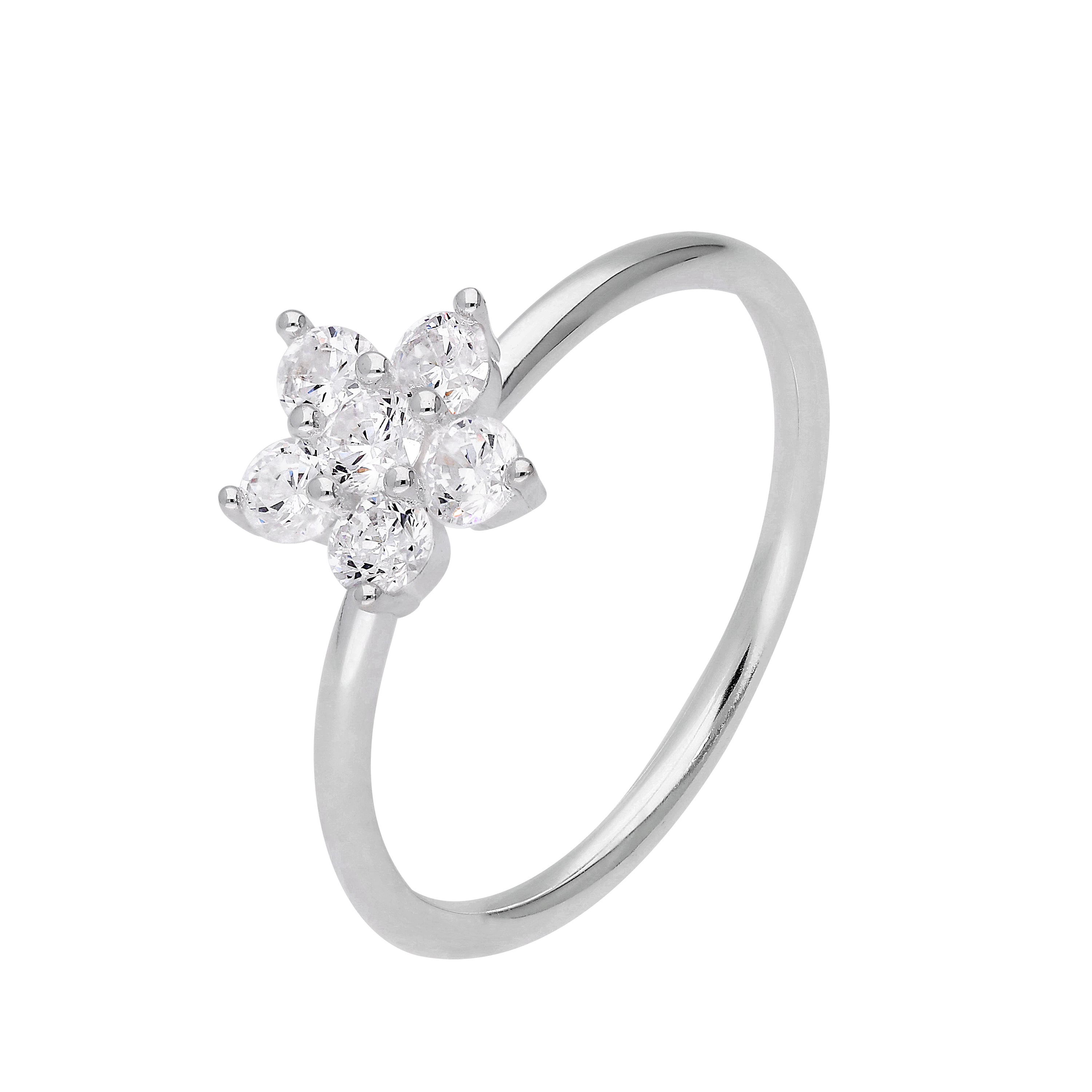Sterlingsilber & CZ Kristall Blumenring